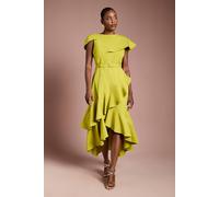 Coast Women's Waterfall Crepe Belted Midi Dress in Acid Lime | Size: 10