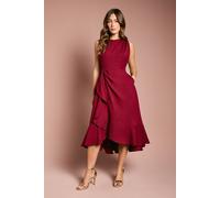 Coast Women's Waterfall Crepe Midi Dress in Burgundy | Size: 10 Coast Burgundy 10