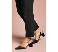 Coast Women's Wide Fit Deyla Satin Diamante Asymmetric Strap High Clock Heel Court Shoes in Black | Size: 3