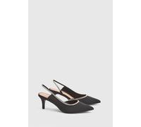 Coast Women's Wide Fit Sabrina Satin Diamante Trim Slingback High Stiletto Court Shoes in Black | Size: 5 Coast Black 5