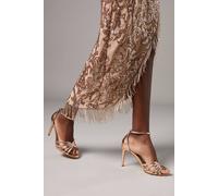 Coast Women's Wide Fit Tilda Faux Leather Lattice Front High Heel Sandals in Rose Gold | Size: 4 Coast Rose Gold 4