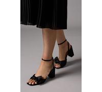 Coast Women's Wide Fit Tina Satin Soft Ruffle High Block Heel Sandals in Black | Size: 6 Coast Black 6