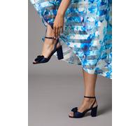 Coast Wide Fit Tina Satin Soft Ruffle High Block Heel Sandals, 5, navy