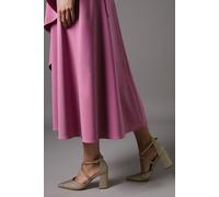 Coast Women's Wide Fit Treat Glitter Cross Strap Pointed Block Heel Court Shoes in Gold | Size: 4 Coast Gold 4