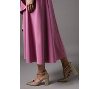 Coast Women's Wide Fit Treat Glitter Cross Strap Pointed Block Heel Court Shoes in Gold | Size: 7 Coast Gold 7