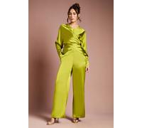 Coast Women's Wide Leg Satin Trouser Co Ord in Chartreuse | Size: 10 Coast Chartreuse 10