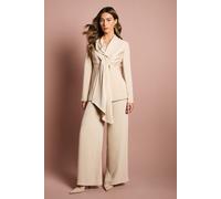 Coast Women's Wide Leg Trouser With Satin Pleated Waistband in Champagne | Size: 10 Coast Champagne 10