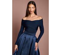 Coast Women's Wrap Detail Bandage Bardot Top in Navy | Size: 8