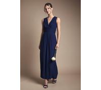 Coast Women's Wrap Front Pleat Waist Maxi Bridesmaid Dress in Navy | Size: 18 Coast Navy 18