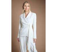 Coast Women's Wrap Front Satin Lapel Wedding Blazer in Ivory | Size: 18 Coast Ivory 18
