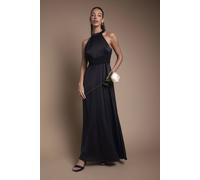 Coast Women's Wrap Waist Detail Satin Halter Neck Bridesmaid Dress in Black | Size: 8 Coast Black 8