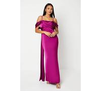 Coast Wrap Bodice Draped Sleeve Satin Maxi Dress In Orchid orchid 10