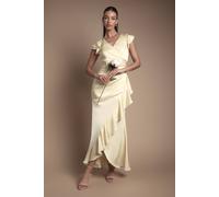 Coast Women's Wrap Front Frill Hem Cap Sleeve Bridesmaid Dress in Lemon | Size: 10