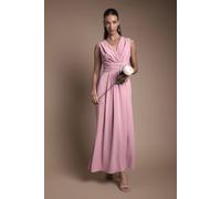 Coast Women's Wrap Front Pleat Waist Maxi Bridesmaid Dress in Antique Rose | Size: 16 Coast Antique Rose 16