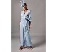 Coast Wrap Top Tie Side Jumpsuit In Light Blue light blue