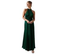Coast Wrap Waist Detail Satin Halter Neck Bridesmaid Dress, 14, Emerald