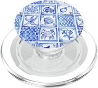 Coastal Aesthetic Blue Sea Shells Tiles Mosaic Summer Preppy PopSockets PopGrip for MagSafe
