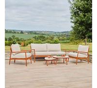 coastal aluminium garden lounger set with 2 nesting tables in rich terracotta