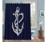 Coastal Anchor Shower Curtain with 12 Hooks Nautical Knot Waterproof Fabric Shower Curtains Sets for Bathroom Bath Decorations, Machine Washable, 54"x78"