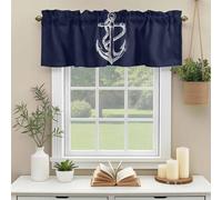 Coastal Anchor Valances for Windows, Nautical Knot Rod Pocket Valance Short Window Treatments Curtains for Kitchen Bathroom Bedroom Decor, 54 x 18 Inches