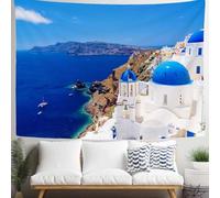 Coastal Architecture Tapestry Wall Hanging Seascape Extra Large Tapestry Fabric Wall Hangings Art 3D Print Tapestries for Bedroom Living Room Home Decor 230x230 cm a/1498