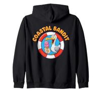 Coastal Bandit Seagull Stealing Beach Ice Cream Zip Hoodie