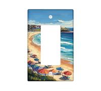 Coastal Beach Scene Light Switch Cover Plates/Outlet Covers, Vibrant Blue Ocean Waves for Wall Décor, Thermoplastic Wall Plates, Standard Size Single Rocker