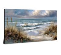 Coastal Beach Wall Art Large Seascape Canvas Prints Ocean Waves Beach Dune Landscape Wall Picture Nature Nautical Shoreline Wall Decor for Living Room Bedroom Hallway Office Home Decoration 50x100cm