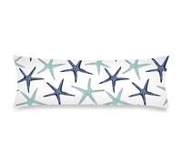 Coastal Body Pillow Cover 20"x54" Pillow Case Starfish Nautical Navy Blue and Turquoise Sea Stars Summer Beach Marine Ocean Animal Theme Long Pillow Cases Protector with Zipper Soft Bedding Pillowcase