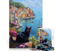 Coastal Cat's Gaze 1000 Piece Jigsaw Puzzle for Adults Creative Craft Bright Detail Home Game Evening Game (50x75cm)