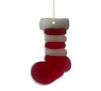 Coastal Christmas Ornaments, Sea Glass Decor with Nautical Design for Christmas Tree, Vintage Style Handmade Feeling Holiday Hanging Decorations (00- Sock)