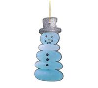 Coastal Christmas Sea Glass Ornaments, 8cm Blue and Silver Snowman and Gnome Design, Winter Holiday Tree Hanging Decorations (White)