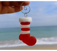Coastal Christmas Sea Glass Ornaments, Handmade Sea Glass Christmas Tree Hanging Decorations, Xmas SeaGlass Ornaments, Xmas Holiday Home Decor Gift, for Beach Lover (Socks)