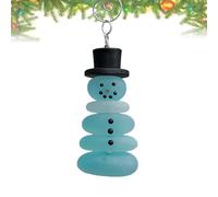 Coastal Christmas Sea Glass Ornaments, Handmade Sea Glass ChristmasTree Hanging Decorations, Snowman/Gnome/Angel/Stocking Ocean Themed Holiday Decoration for Home Party (Snowman)