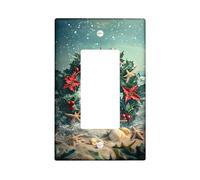 Coastal Christmas Switch Cover Plate Beach Theme Holiday Decoration Sandy Shells for Winter Standard Size Simple Rocker