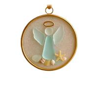 Coastal Christmas Tree Ornament - Acrylic Sea Glass Decoration | 8x8cm Sea Angel & Sea House Design Pendant for Christmas Family Holiday Gatherings (Sea Angel)