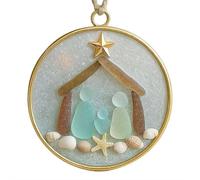 Coastal Christmas Tree Ornament, Sea Glass Christmas Tree Decorations, 2025 New Christma s Trees Pendants, Beach Themed Ornament for Xmas Holiday Home Decor