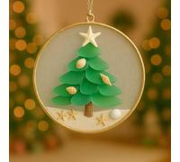 Coastal Christmas Tree Ornament, Sea Glass Nativity Christmas Ornament, Coastal Style Tree Ornaments Hanging Ornaments, Handcrafted Resin Sea Glass Look Decorations (Green)