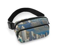 Coastal Cities Waist Bag Fashion Fanny Bag with Adjustable Strap for Outdoor Workout Cycling Unisex, white, 20x13cm, Waist Bag