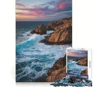 Coastal Cliffs And Ocean Waves at Sunset Jigsaw for Teenagers1000 Pieces Think Sharper Stress Free Home Fun Christmas Idea (50x75cm)