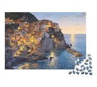 Coastal Cliffs Jigsaw Puzzle 1000 Pieces Recyclable Cinque Terre Senior Puzzles Educational Game Decompression Ideal for Family And Friends Birthdays 52x38cm/1000pcs