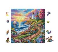 Coastal Cottage 100 Piece Pack Classic Jigsaw Puzzle Couple Puzzle Partners Ultra Difficult Wall Decor Easter New Year Cardboard 28x28cm