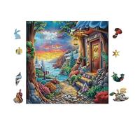 Coastal Cottage 100 Pieces Classic Jigsaw Puzzle Puzzle for Adults Concentration Training Wall Art Mental Exercise Cardboard 28x28cm