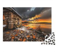 Coastal Cottage Adult Jigsaws 1000 Piece Recyclable Material Seaside Landscape Puzzle for Adults Puzzle Game Props Interesting Family Game Gift for Women 38x26cm/1000pcs