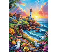 Coastal Cottage with A Lighthouse 300-piece Jigsaw Puzzle Bundle Science Fiction Magical Dream Family Puzzle Lovers Brain Training Mindful Activity Spring Paperboard Creativity & Gift Givi