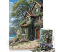 Coastal Cottage with Lush Greenery Jigsaw Puzzles 1000 Piece for Teenagers Focus Skill Indoor Fun Fun Challenge Home Decor (38x26cm)