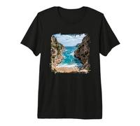 Coastal Cove Ocean Waves Beach Scenic Design Premium T-Shirt