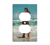 Coastal Cowboy Light Switch Cover Plates/Outlet Covers, Ocean Blue Wild West Design for Beach Decor, Thermoplastic Wall Plates, Standard Size Single Duplex Outlet