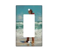 Coastal Cowboy Light Switch Cover Plates/Outlet Covers, Ocean Blue Wild West Design for Beach Decor, Thermoplastic Wall Plates, Standard Size Single Rocker