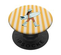 Coastal Cowgirl Aesthetic Surf Rodeo Summer Yellow Stripes PopSockets Adhesive PopGrip